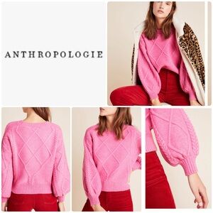 Anthropologie | Rory Line & Dot Pink Cable Knit Sweater